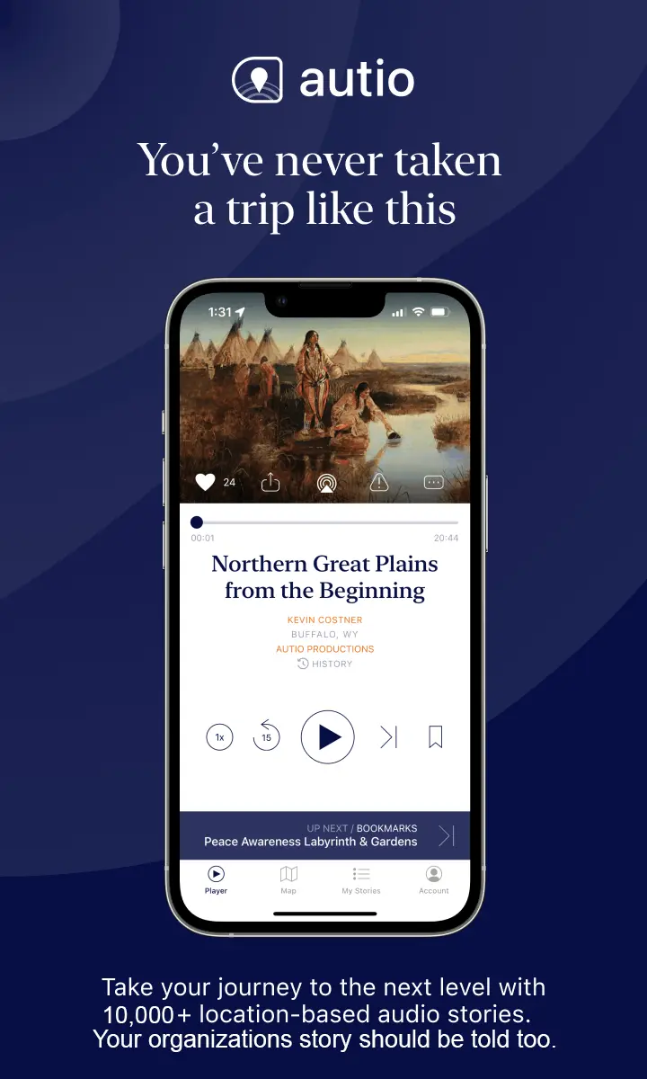 Kevin Costner wants to tell your organization's story and we've partnered with him to help him do that on his location-based travel app called 'Autio'. 